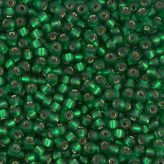 8/0 Matte Silver Lined Green Miyuki Seed Bead 8-16F