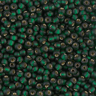 8/0 Matte Silver Lined Dark Emerald Miyuki Seed Bead 8-27F