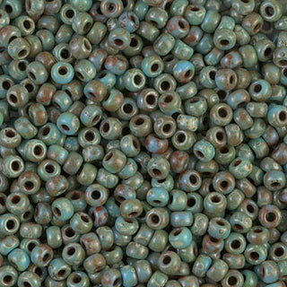 8/0 Opaque Turquoise Picasso Miyuki Seed Bead 8-4514
