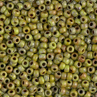 8/0 Opaque Chartreuse Picasso Miyuki Seed Bead 8-4515