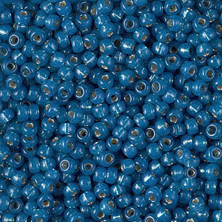 8/0 Dyed Dark Sky Blue Silver Lined Alabaster Miyuki Seed Bead 8-648 10g