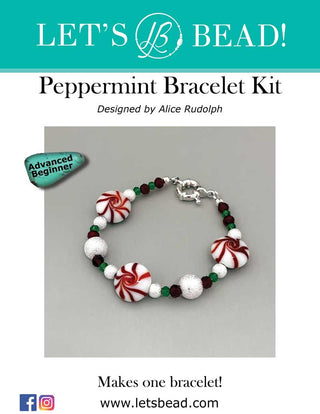 DIY Bracelet Kit Cover for Red, White, and Green Peppermint Candy style bracelet