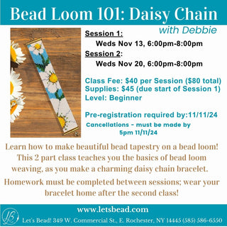 Flyer for the Bead Loom 101 Class on Nov 13.