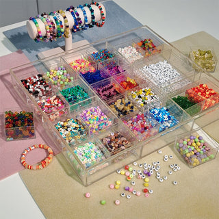 Array of brightly colored beads at our Bracelet Bead Bar.