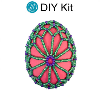 DIY orange ,green and purple Spring Flower Beaded Egg Kit.