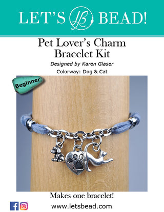 DIY kit pet lovers charm bracelet - dog and cat.