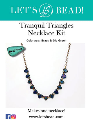 Cover of brass and iris green triangles necklace kit.