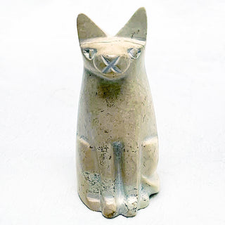 Natural color hand carved soapstone sitting cat from Kenya.