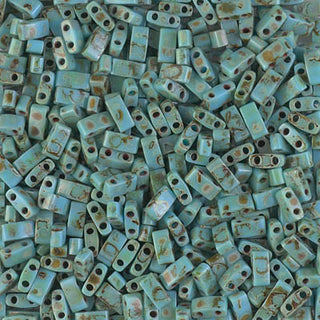 Opaque Turquoise Blue Picasso Half Tila 7g HTL-4514