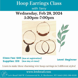 Hoop Earrings with Terry class announcement with 3 styles of copper wire earrings.