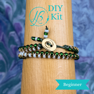 It's a Zip Double Wrap Bracelet Kit - Green & White & Gold
