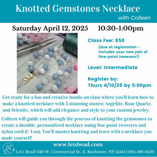 Flyer for knotted necklace class.