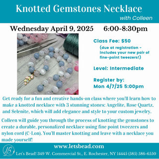 Knotted necklace class flyer.