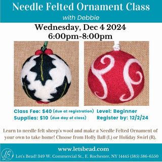 Flyer for needle felted ornament class.