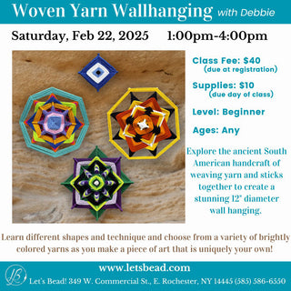 Flyer with info about Woven Yarn Wallhanging.