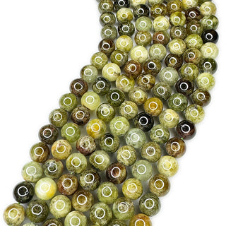 Strands of 10mm round Green Garnet.