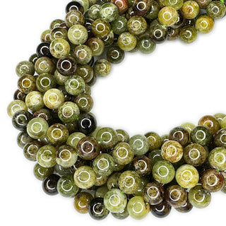 Strands of 10mm round Green Garnet.