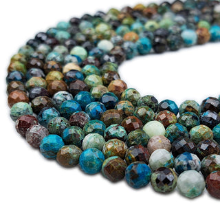 strands of 6mm faceted Chrysocolla Beads