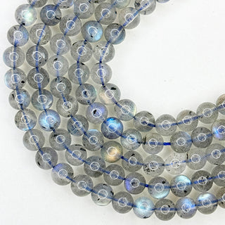 Strands of round Labradorite beads.