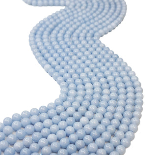 Strands of 7mm round Angelite beads.