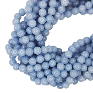 Strands of 7mm round Angelite beads.