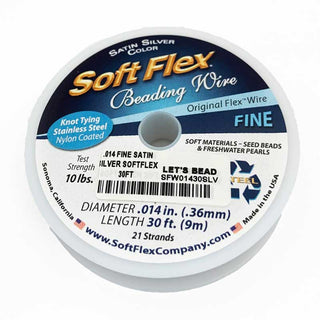A spool of Soft Flex Beading Wire in size 0.014in diameter, used for beading and jewelry stringing projects