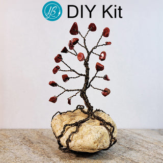 DIY Kit cover of small gem tree with red jasper.