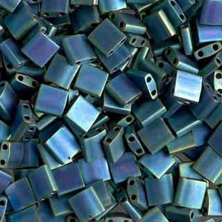 Closeup of Tila glass beads.