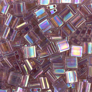 Closeup of Tila glass beads.