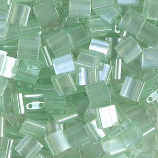 Closeup of glass Tila beads.