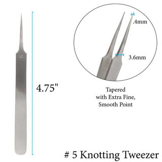 Pearl Knotting Tweezers with dimensions