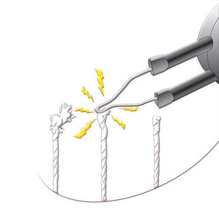 drawing of close-up of how the Thread Zap 2 Thread Burn Tool works