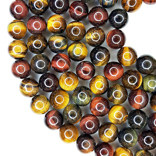 Strands of round 10mm mixed tiger eye beads.