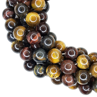 Strands of round 10mm mixed tiger eye beads.