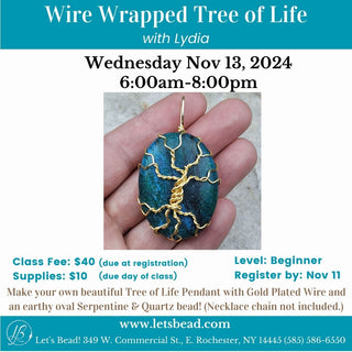 Flyer for Wire Wrapped Tree of Life class.