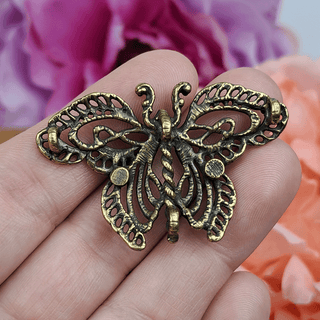Antique Brass Butterfly 4-Loop Connector Charm