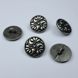 Floral Swirl Button 18mm, Antique Silver