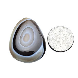 Botswana Agate pendant back with dime.