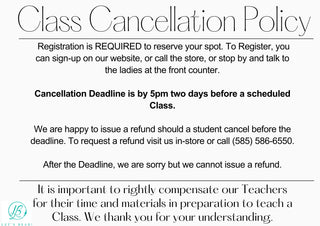 Text of class cancellation policy.