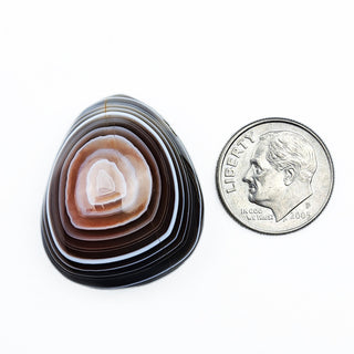 Botswana Agate pendant front with dime.