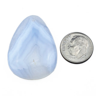 Chalcedony teardrop pendant with dime.