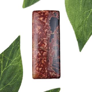 Red Creek Jasper rectangular pendant with leaves.