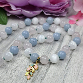 Knotted Gemstone Necklace with pastel charm