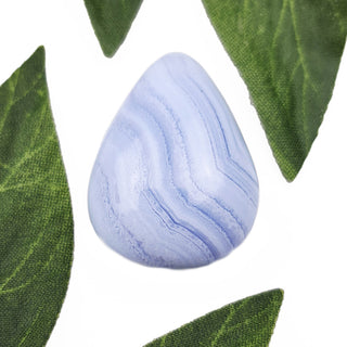 Blue lace agate teardrop pendant with leaves.