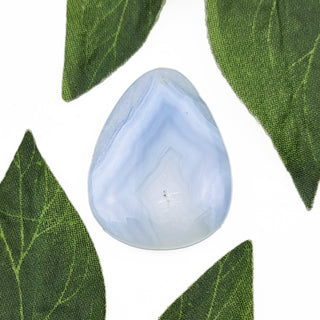 Chalcedony teardrop pendant with leaves.