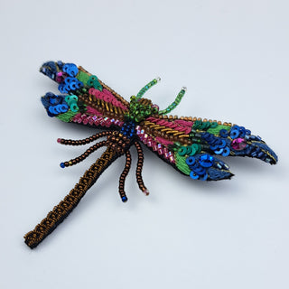 Braid Dragonfly Beaded Brooch