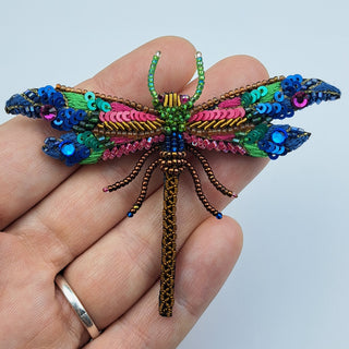 Braid Dragonfly Beaded Brooch