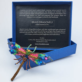 Braid Dragonfly Beaded Brooch