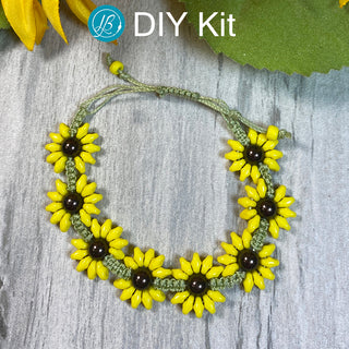 DIY kit Flowers in Bloom bracelet kit, sunflower colorway.