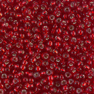 8/0 Silver Lined Ruby Seed Beads.